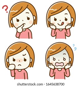 
Variation of female facial expression vector illustration
