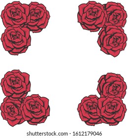 variation of frame Red beautiful rose background Vector illustration for the concept of love valentine or wedding.