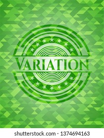 Variation green emblem. Mosaic background