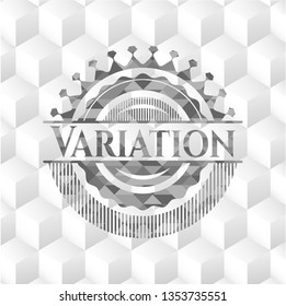 Variation grey badge with geometric cube white background