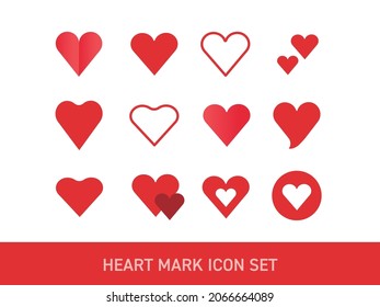 Variation icon set of red heart symbol