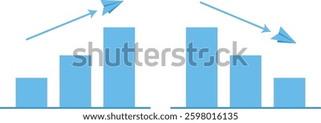 Variation illustration of paper planes and bar graphs
