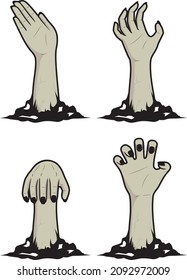 Variation illustration of a zombie hand coming out of the ground
