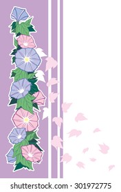 The variation of Japanese morning glory, and is the addition of pale pink background and is a Design of Japanese morning glory leaves swirl. (The postcard is a layout of the vertical.)