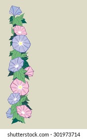 The variation of Japanese morning glory, and is the addition of bright green background and is the basic design. (The postcard is a layout of the vertical.)