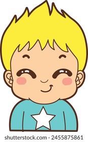 Variation of kids face from any race. Causasoid Europeans race emoticon. Avatar of boy and girl kids.