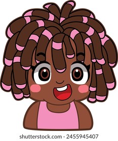 Variation of kids face from any race. Chinese caucasoid negroid race emoticon. Avatar of boy and girl kids.
