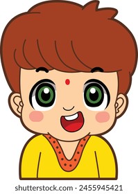 Variation of kids face from any race. Chinese caucasoid negroid race emoticon. Avatar of boy and girl kids.