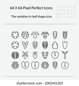 The variation of leaf shape icon. Variation of leaves vector outline icon