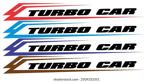 Líneas de variación, para material de impresión de vinilo adhesivo, texto TURBO CAR, concepto simple. 