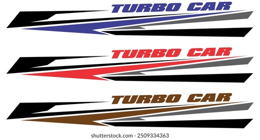 Variation lines, for vinyl sticker printing material, Text TURBO CAR, sport concept. 