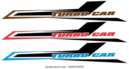 Variation lines, for vinyl sticker printing material, Text TURBO CAR, decal design. 