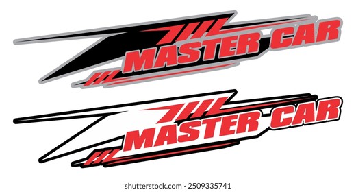 Variation lines, for vinyl sticker printing material, Text MASTER CAR, Modern concept. 