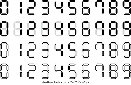 Variation material of digital numbers in white and black