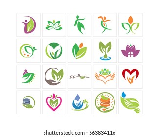 variation mixed abstract ornament herb image vector icon logo symbol set