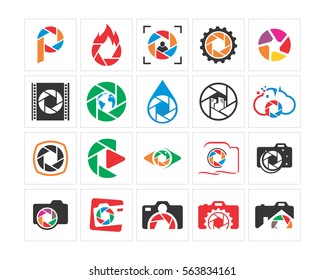 variation mixed camera lens icon image vector icon logo symbol set