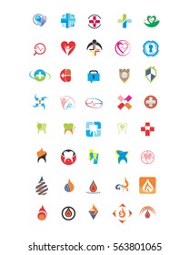 variation mixed medical pharmacy image vector icon logo symbol set