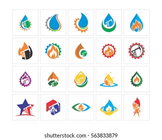 variation mixed oil refinery droplets image vector icon logo symbol set