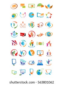 variation mixed technology computer image vector icon logo symbol set