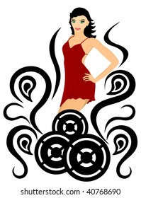 Variation on dancing theme. Girl, dance, energy