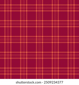 Variation pattern textile tartan, 1970s background texture plaid. Stripped fabric check seamless vector in red color palette.