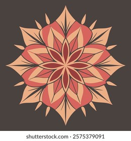 Variation of Peach Color Symmetrical Mandala Illustrations for Home Decor