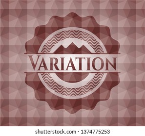 Variation red seamless emblem or badge with geometric pattern background.