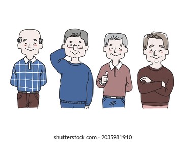 Variation set of facial expressions of elderly men