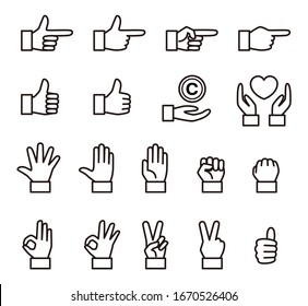 Variation set of hand icon.