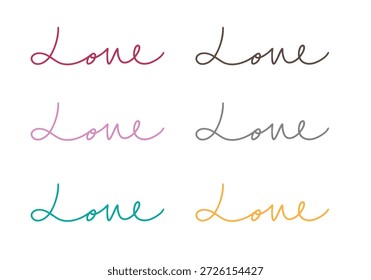 Conjunto de variantes de cartas de amor dibujadas a mano