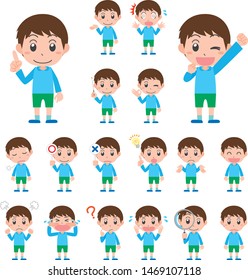 Variation set illustration of boy's face and pose