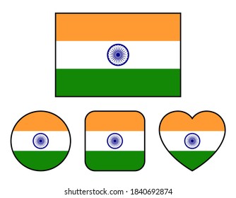 Variation set of Indian flag (with border)