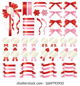 Variation set of red and pink ribbon gradient