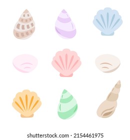 Variation set of seashell illustrations