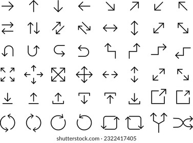 Variation Set of Simple Vector Line Arrow Icons