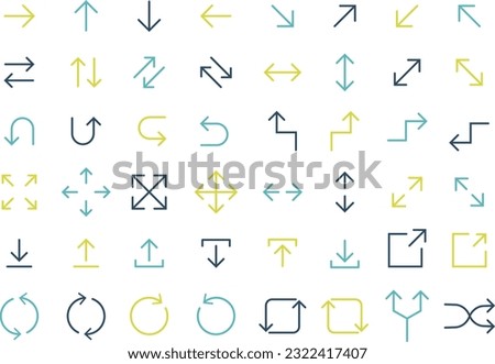 Variation Set of Simple Vector Line Arrow Icons