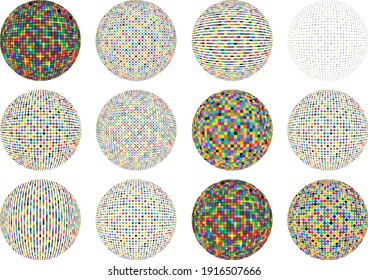 Conjunto de variantes de esferas tridimensionales con patrones coloridos
