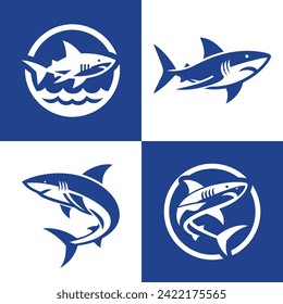 variation silhouette of shark for digital and print, icon, logo