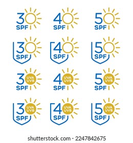 The variation of spf icons sets such as spf 30, spf 40, and spf 50