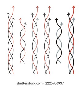 Variación del conjunto de flecha recta y espiral de líneas de estilo manuscritas