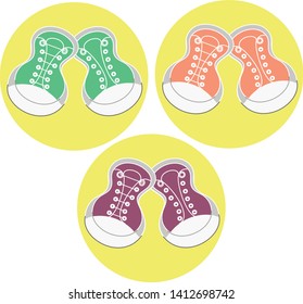 
variation of trendy slippers of a younger child