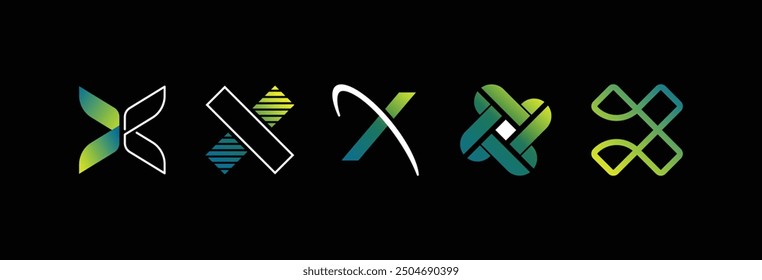 variation X letter logo shape gradient vector design