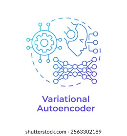 Variational autoencoder blue gradient concept icon. Generate new similar to original data. RAG technologies. Round shape line illustration. Abstract idea. Graphic design. Easy to use in article