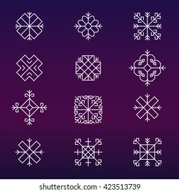 Variations of the ancient Latvian sun sign vector set -variable line-