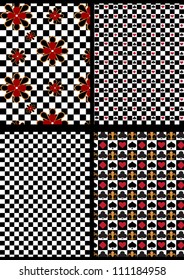 Variations black and white checkered seamless backgrounds