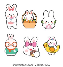 variations of cute rabbit stickers for clothing design and versatile, can be affectively applied across various types of merchandise, stickers, logo, and promotional items