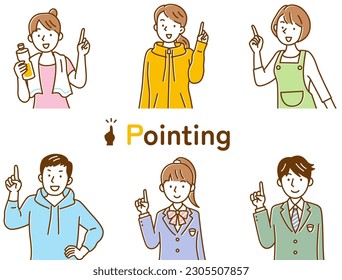 Variations of different people pointing