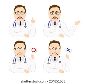 Variations of a doctor's poses, vector illustration