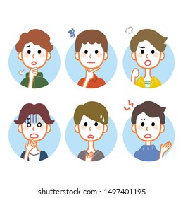 Variations of facial expressions of multiple men