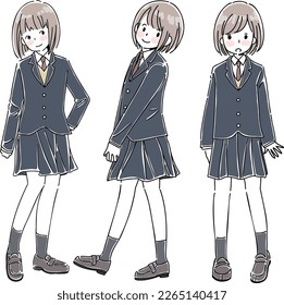 Variations of girls in school uniforms